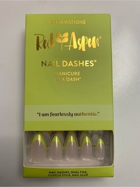 Red Aspen Nail Dashes- Neon Lime French Tip